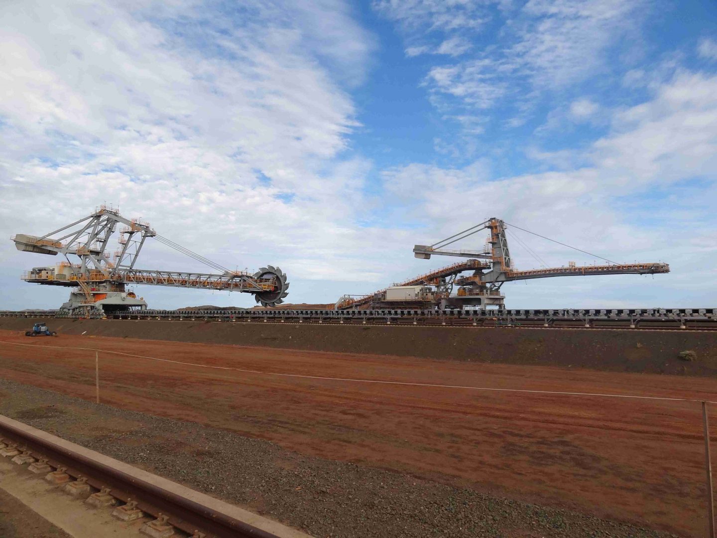 Stacker and reclaimer on an iron ore stockyard