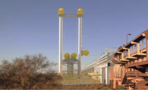 Gravity take-up for CVR261 with horizontal trolley and counterweight tower.