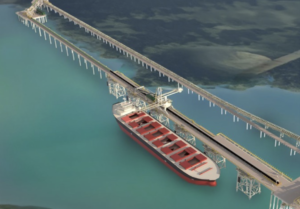 Closer view of Berth 3 showing berth conveyor CVR264 relative to wharf and access jetty.